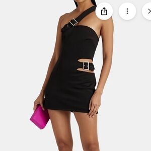 Area black cut-out one shoulder mini dress
